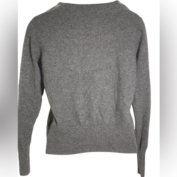 Women’s Gray Argyle Button Front Cashmere Sweater Cardigan - Picture 9 of 9